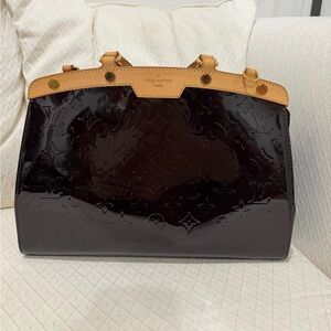 Louis Vuitton Glossy Black and Tan Satchel